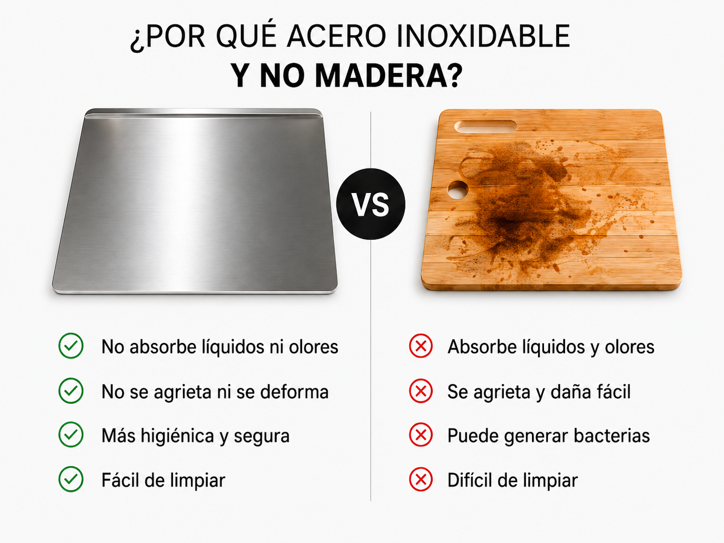 Tabla Rebanar Pro — Acero Inoxidable Premium 30×40 cm